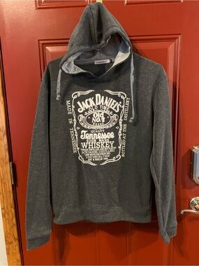 Jack Daniels Charcoal Gray Pullover Hoodie with White Logo